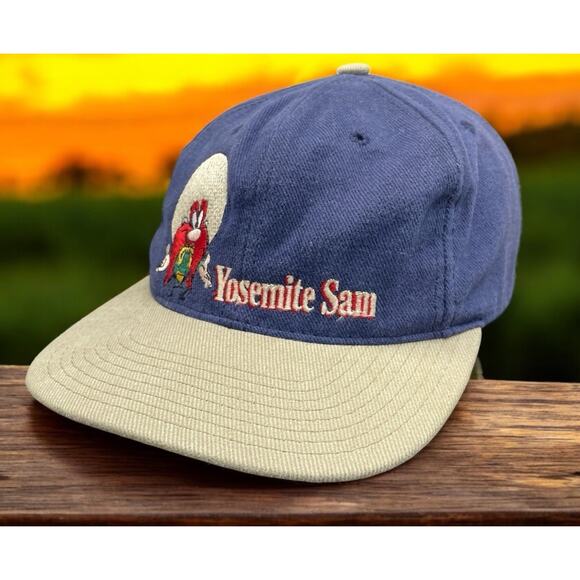 Warner Bros Yosemite Sam Blue Vintage Hat Acme Clothing Fast Shipping - Picture 1 of 16